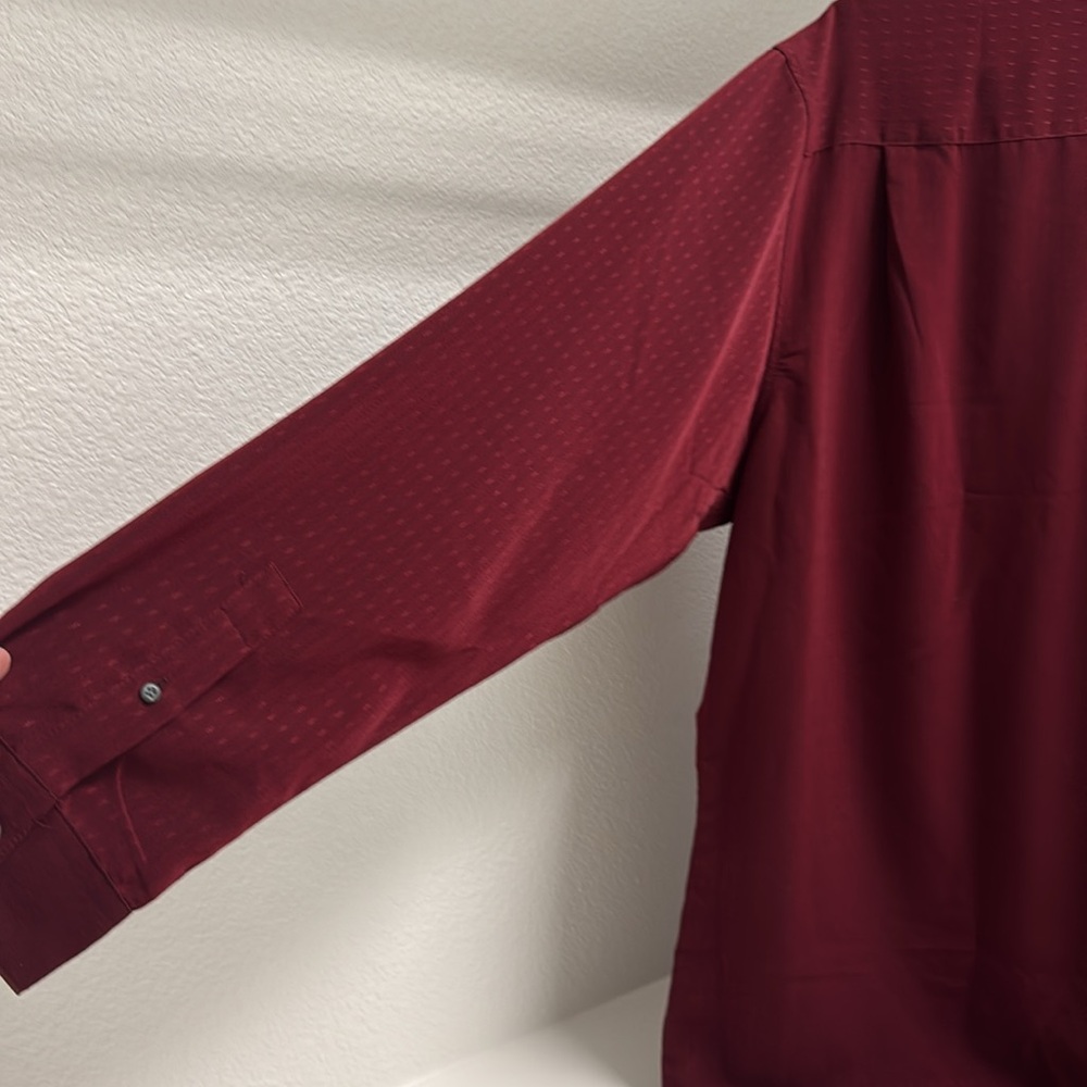 NWT Alfani Micotrend Men XXL Long Sleeve Button Down Burgundy Color Dress Shirt - Picture 11 of 14